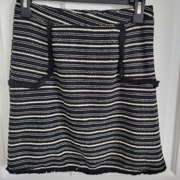 Mo:Vint Dresses & Skirts - Mo:Vint New York Anthropologie Knit Skirt Women XS Black White Gold Striped Knit